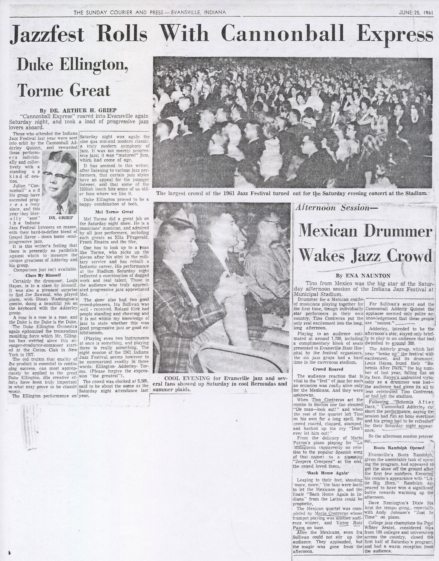 Sunday Courier and Press, Evansville, Indiana, 25 de junio de 1961